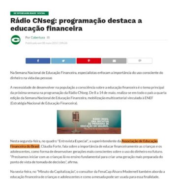 Rádio CNseg: programação destaca a educação financeira – Revista Cobertura